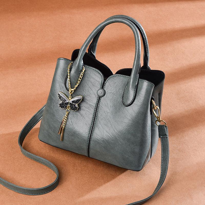 Vintage Women's Handbag Crossbody Satchel Purse Butterfly Detail