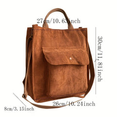 Large Capacity Corduroy Crossbody Bag for Women & Student