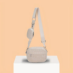 Square Straw Crossbody Bag with Coin Purse