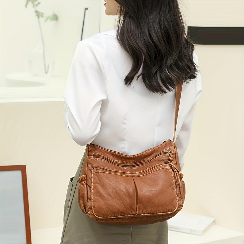 Retro Style Shoulder Bag Women's Faux Leather Crossbody Bag