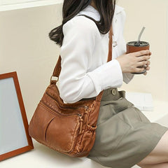 Retro Style Shoulder Bag Women's Faux Leather Crossbody Bag