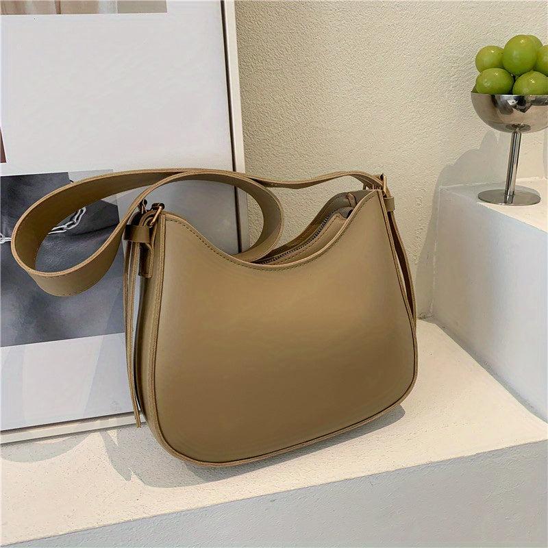 Crescent Hobo Bag Solid Shoulder Bag Women's Casual Handbag