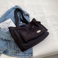 Canvas Tote Bag with Pocket - Large Capacity Shoulder Handbag