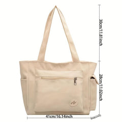 Canvas Tote Bag with Pocket - Large Capacity Shoulder Handbag