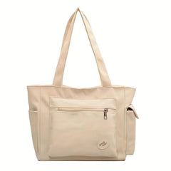 Canvas Tote Bag with Pocket - Large Capacity Shoulder Handbag