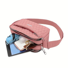 Quilted Crossbody Bag Solid Shoulder Bag Nylon Pockets Purse