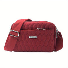 Quilted Crossbody Bag Solid Shoulder Bag Nylon Pockets Purse