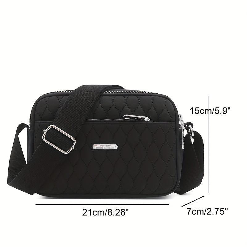 Quilted Crossbody Bag Solid Shoulder Bag Nylon Pockets Purse