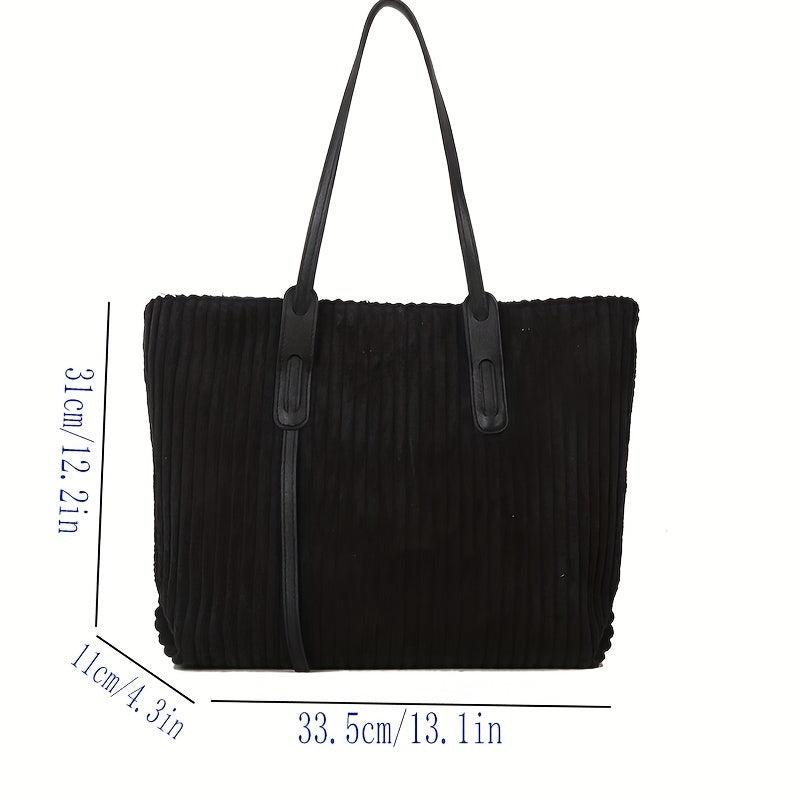 Corduroy Tote Bag Women's Large Capacity Shoulder Bag for Work & School