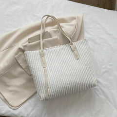 Corduroy Tote Bag Women's Large Capacity Shoulder Bag for Work & School