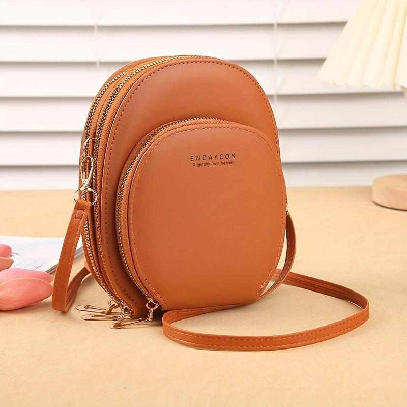 Solid Zipper Shoulder Bag Minimalist Crossbody Cell Phone Bag
