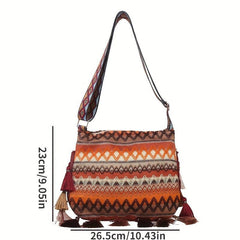 Ethnic Style Tassel Underarm Bag Lightweight Baguette Bag