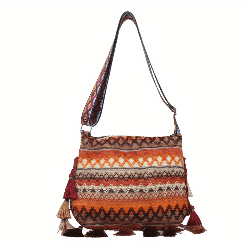 Ethnic Style Tassel Underarm Bag Lightweight Baguette Bag