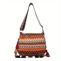 Ethnic Style Tassel Underarm Bag Lightweight Baguette Bag