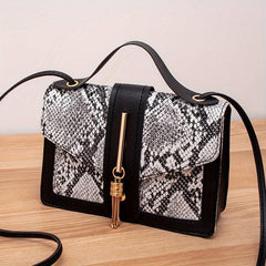 Snake Skin Pattern Square Bag Colorblock Crossbody Bag