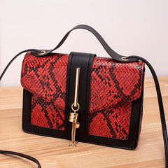 Snake Skin Pattern Square Bag Colorblock Crossbody Bag