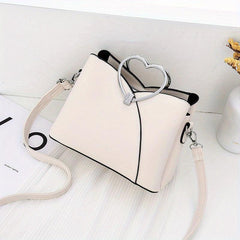 Heart Handle Crossbody Bag with Stitching Detail