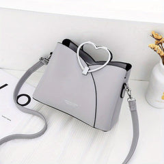 Heart Handle Crossbody Bag with Stitching Detail