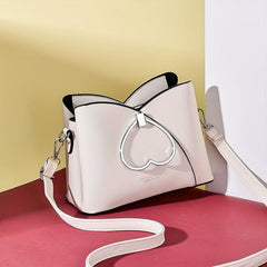 Heart Handle Crossbody Bag with Stitching Detail