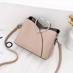 Heart Handle Crossbody Bag with Stitching Detail