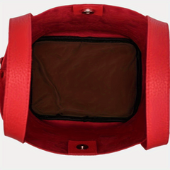 Solid Bucket Handbag with Pom Pom Classic Bag