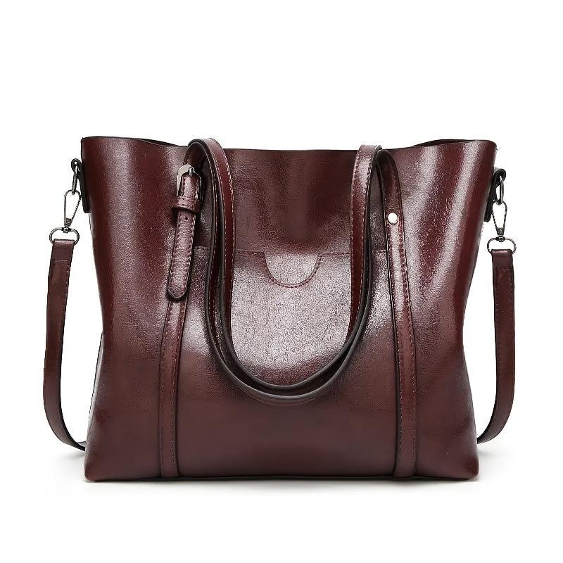 Faux Leather Shoulder Bag Women's Tote Bag Casual Zipper Crossbody