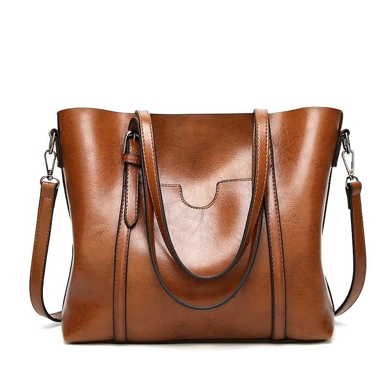Faux Leather Shoulder Bag Women's Tote Bag Casual Zipper Crossbody