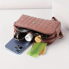 Heart Line Embossing Crossbody Bag PU Leather Clutch Shoulder Bag