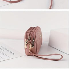 Heart Line Embossing Crossbody Bag PU Leather Clutch Shoulder Bag