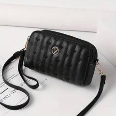 Heart Line Embossing Crossbody Bag PU Leather Clutch Shoulder Bag