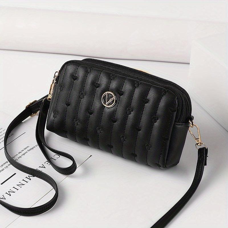Heart Line Embossing Crossbody Bag PU Leather Clutch Shoulder Bag
