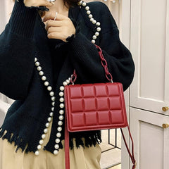 Geo Embossed Crossbody Bag Chain Handbag Purse For Women