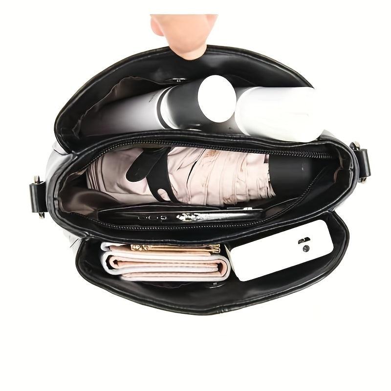 Zipper Shoulder Bag PU Leather Satchel Crossbody Bag
