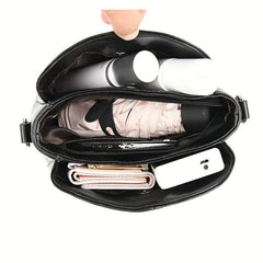 Zipper Shoulder Bag PU Leather Satchel Crossbody Bag