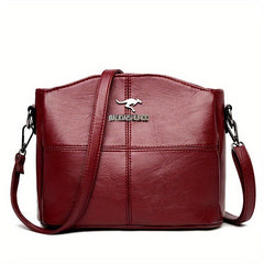 Zipper Shoulder Bag PU Leather Satchel Crossbody Bag