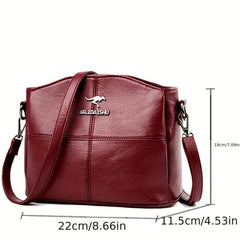 Zipper Shoulder Bag PU Leather Satchel Crossbody Bag