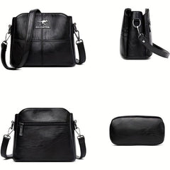 Zipper Shoulder Bag PU Leather Satchel Crossbody Bag