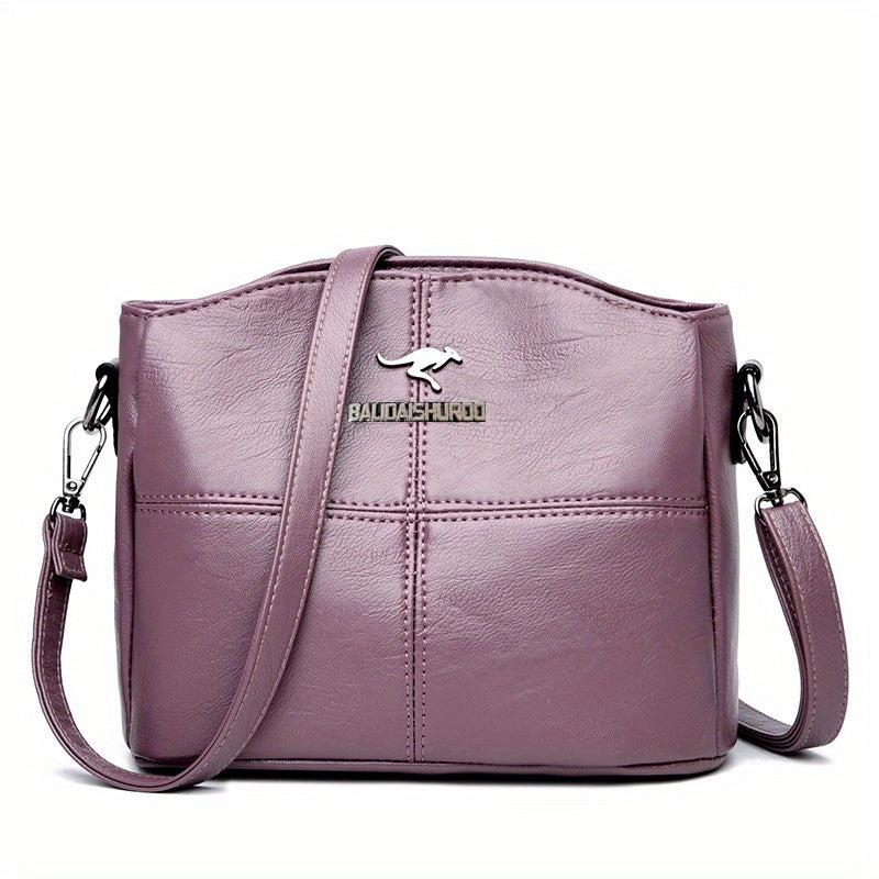 Zipper Shoulder Bag PU Leather Satchel Crossbody Bag