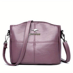Zipper Shoulder Bag PU Leather Satchel Crossbody Bag