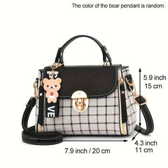 Checkered Handbag Faux Leather Women's Shoulder Bag