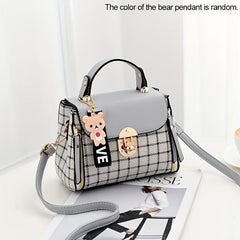 Checkered Handbag Faux Leather Women's Shoulder Bag