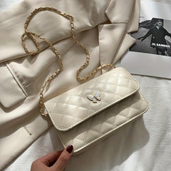 Argyle Quilted Shoulder Bag Butterfly Flap Crossbody Bag