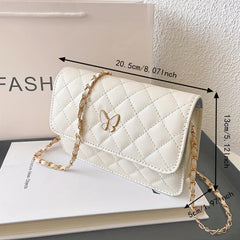 Argyle Quilted Shoulder Bag Butterfly Flap Crossbody Bag