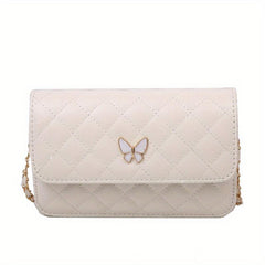 Argyle Quilted Shoulder Bag Butterfly Flap Crossbody Bag