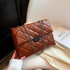 Argyle Pattern Square Shoulder Bag Quilted All Match Bag