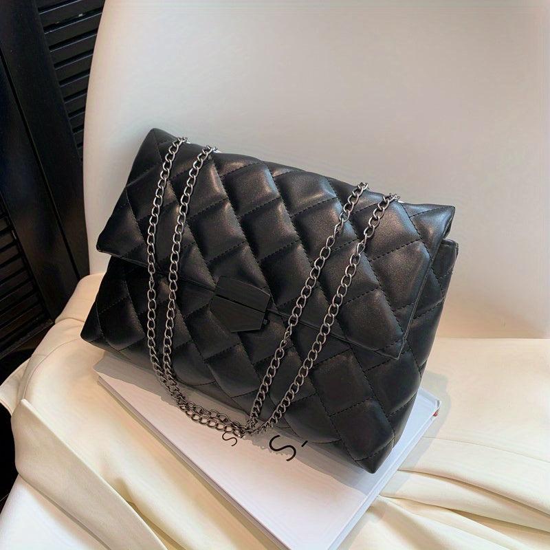 Argyle Pattern Square Shoulder Bag Quilted All Match Bag