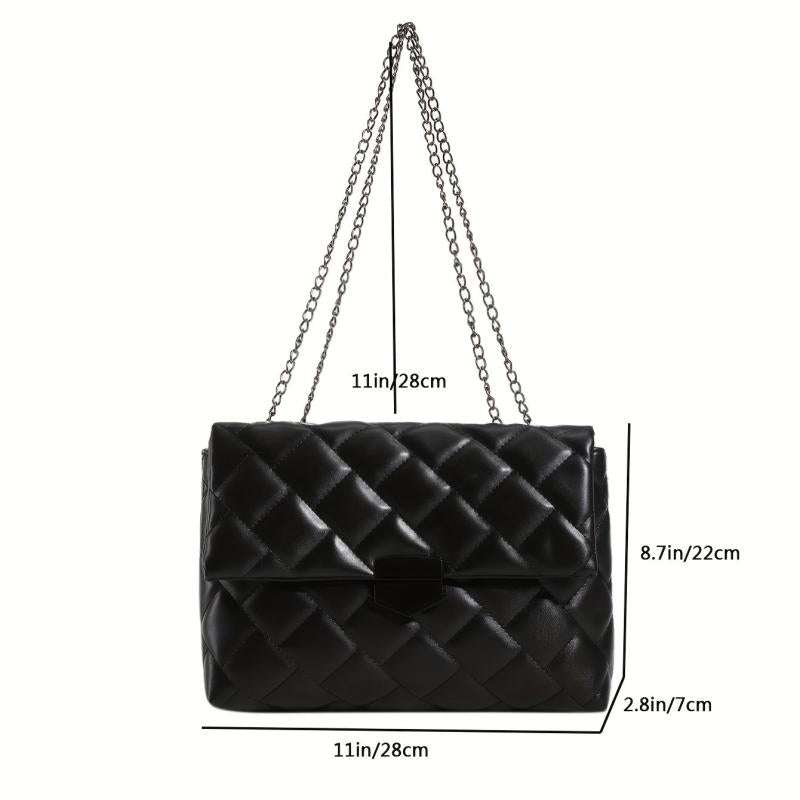 Argyle Pattern Square Shoulder Bag Quilted All Match Bag