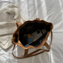 Large Capacity Versatile Shoulder Bag Soft PU Leather Stylish Handbag
