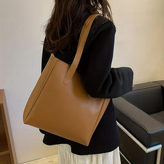 Large Capacity Versatile Shoulder Bag Soft PU Leather Stylish Handbag