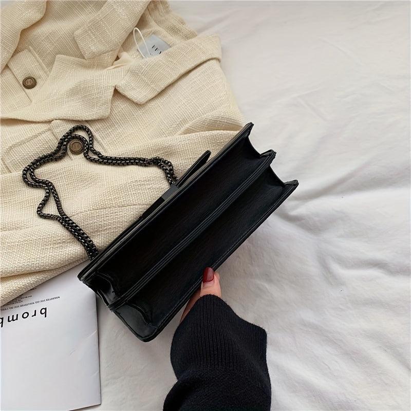 Studded Decor Crossbody Bag Chain Shoulder Bag Women's Flap Square Purses